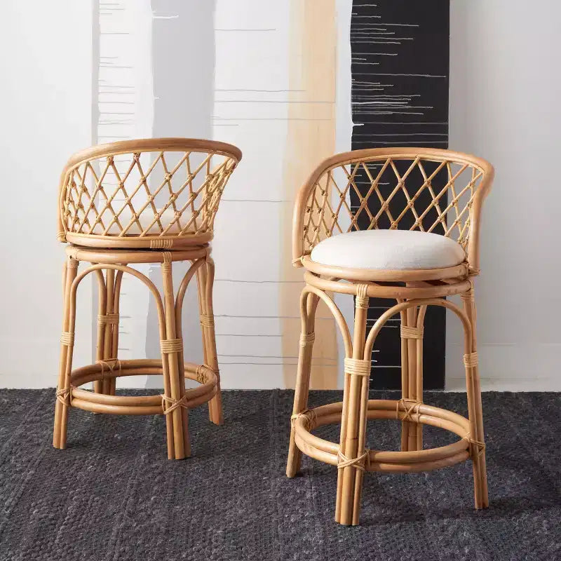 Tabouret de comptoir Yuta en rotin avec coussin - BST6504 - Safavieh