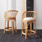 Tabouret de comptoir Yuta en rotin avec coussin - BST6504 - Safavieh