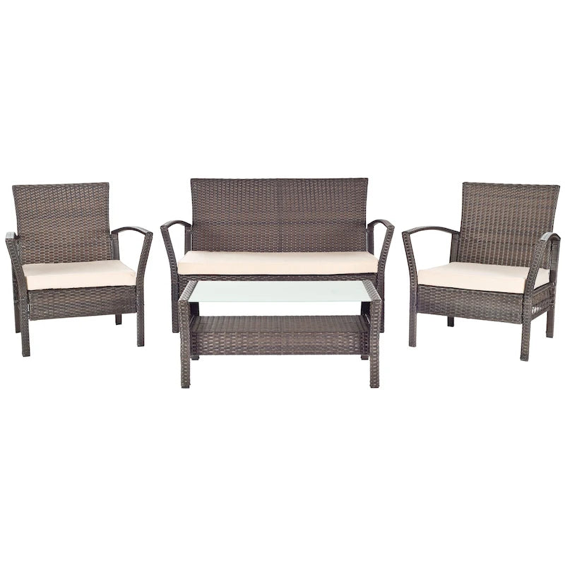 SAFAVIEH Outdoor Lucica Ensemble de patio 4 pièces - 27L x 31P x 48H