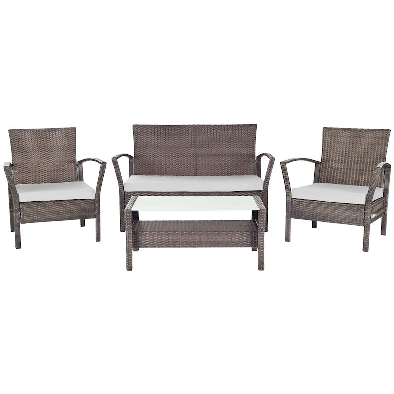 SAFAVIEH Outdoor Lucica Ensemble de patio 4 pièces - 27L x 31P x 48H