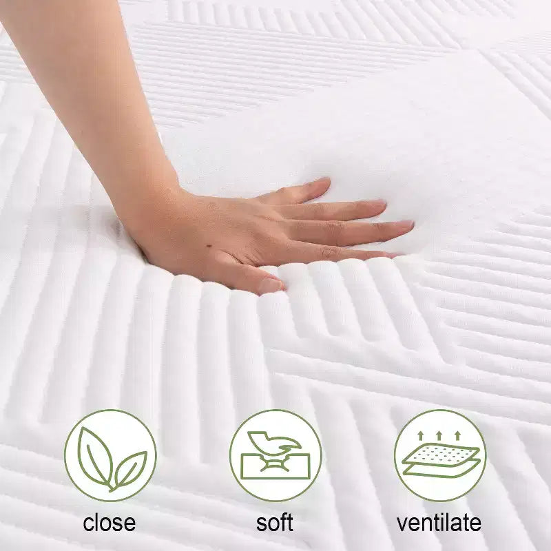 Matelas en mousse à mémoire de forme de base entièrement froide Wuleitex 10 pouces sans fibre de verre, sensation moyenne, couche rafraîchissante respirante, matériau de sécurité certifié