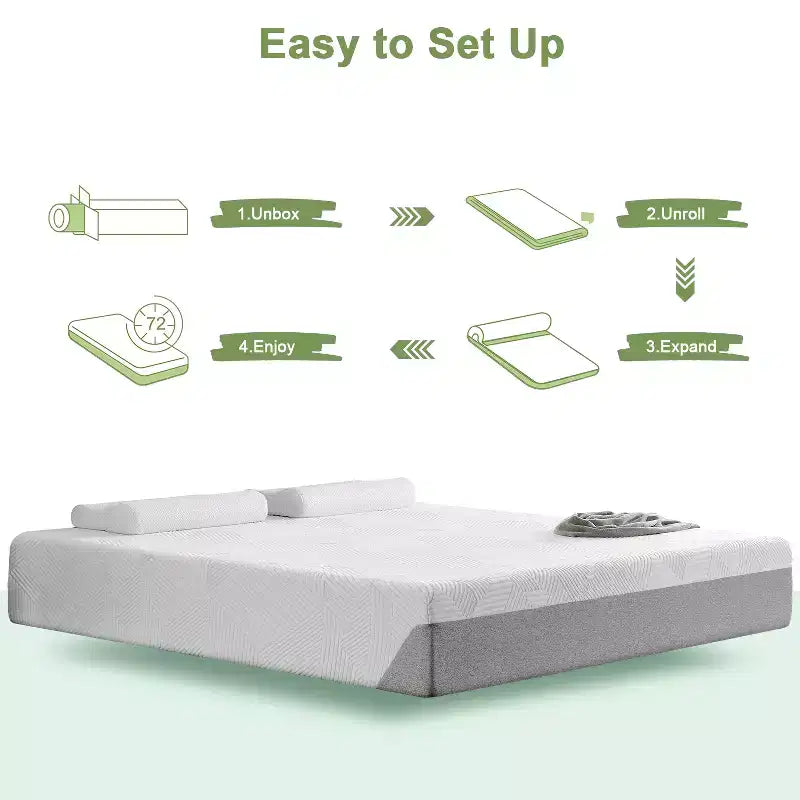 Matelas en mousse à mémoire de forme de base entièrement froide Wuleitex 10 pouces sans fibre de verre, sensation moyenne, couche rafraîchissante respirante, matériau de sécurité certifié