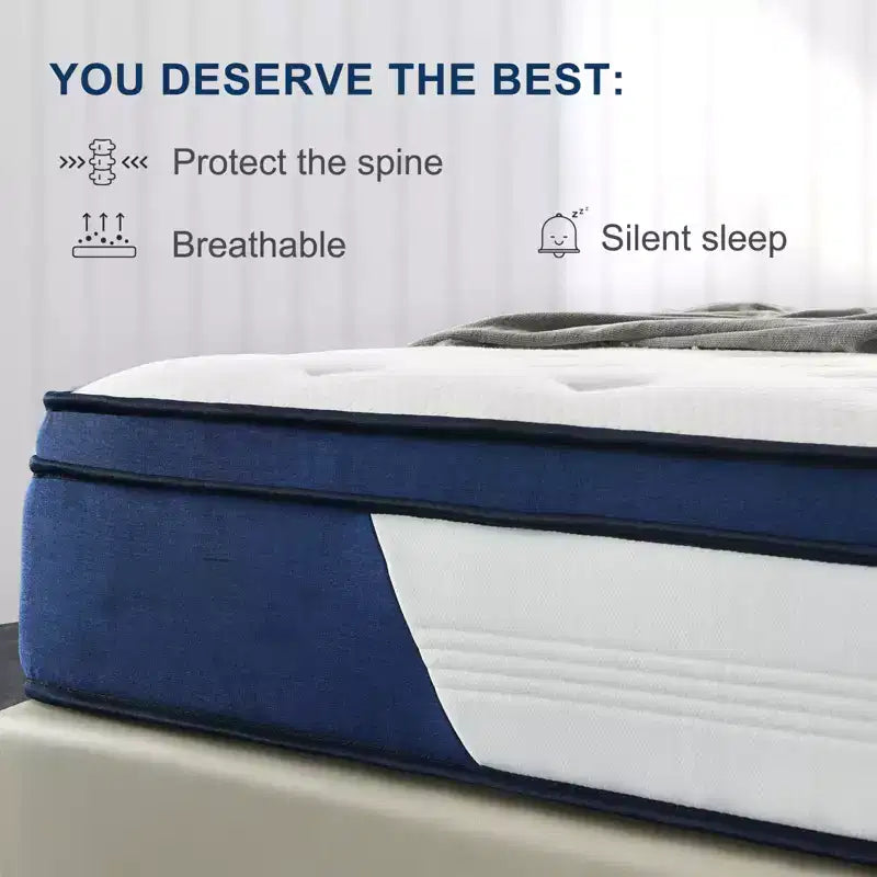 Matelas en mousse à mémoire de forme de base entièrement froide Wuleitex 10 pouces sans fibre de verre, sensation moyenne, couche rafraîchissante respirante, matériau de sécurité certifié