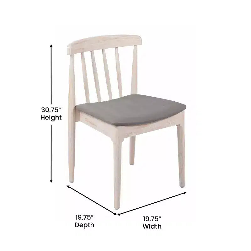 Chaise de salle à manger Flash Furniture Chester de qualité commerciale en bois massif avec dossier à lattes et siège en vinyle