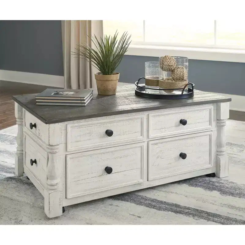 Table basse à plateau relevable Signature Design by Ashley Casual Havalance, blanc/gris