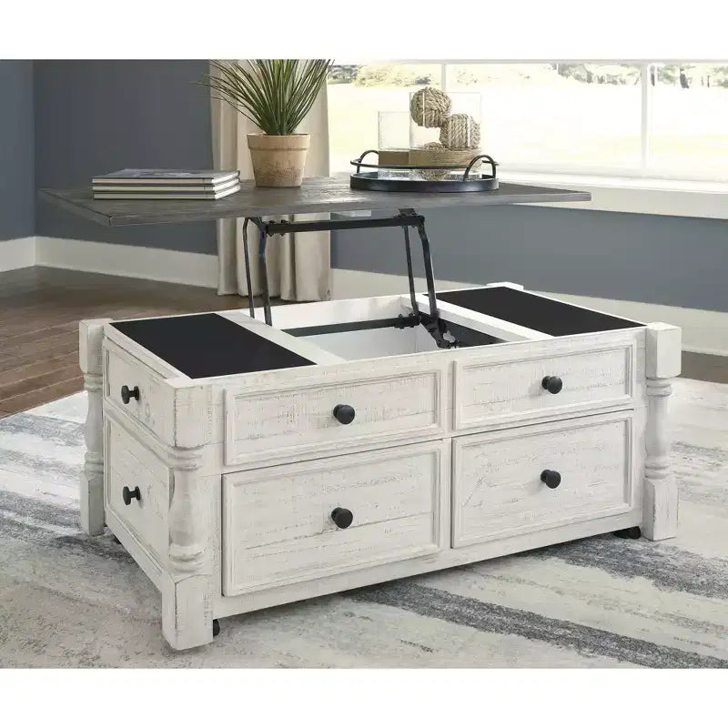 Table basse à plateau relevable Signature Design by Ashley Casual Havalance, blanc/gris