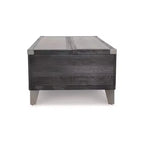 Table basse relevable Signature Design by Ashley Todoe, table basse industrielle rustique gris foncé avec deux tiroirs de rangement et plateaux amovibles
