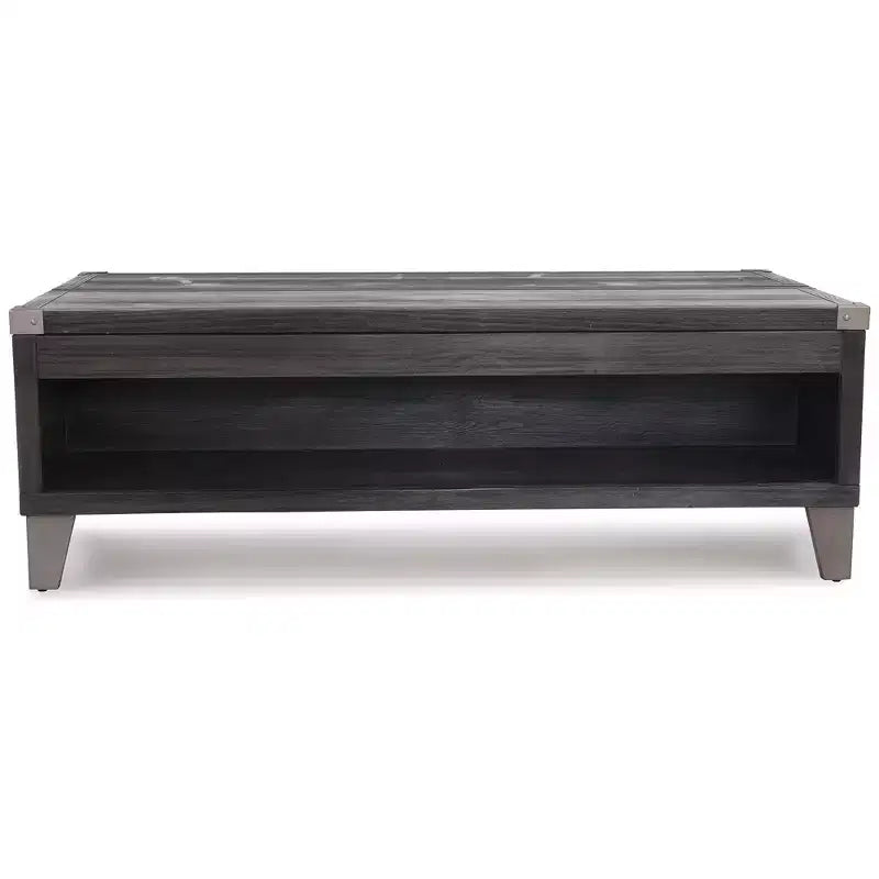 Table basse relevable Signature Design by Ashley Todoe, table basse industrielle rustique gris foncé avec deux tiroirs de rangement et plateaux amovibles
