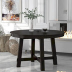 Table de salle à manger ronde de style ferme extensible avec 16 rallonges en bois