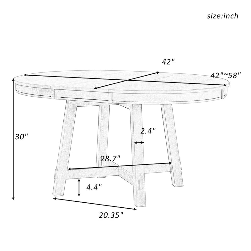 Table de salle à manger ronde de style ferme extensible avec 16 rallonges en bois
