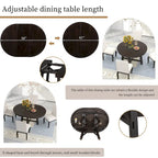 Table de salle à manger ronde de style ferme extensible avec 16 rallonges en bois