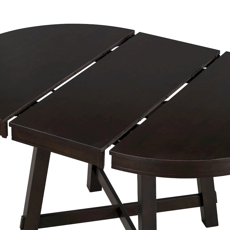 Table de salle à manger ronde de style ferme extensible avec 16 rallonges en bois