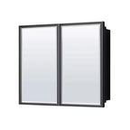 Keonjinn Armoire à pharmacie noire rectangulaire de 36 po L x 32 po H, encastrée/montée en surface, avec miroir, cadre en métal, noire