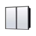 Keonjinn Armoire à pharmacie noire rectangulaire de 36 po L x 32 po H, encastrée/montée en surface, avec miroir, cadre en métal, noire
