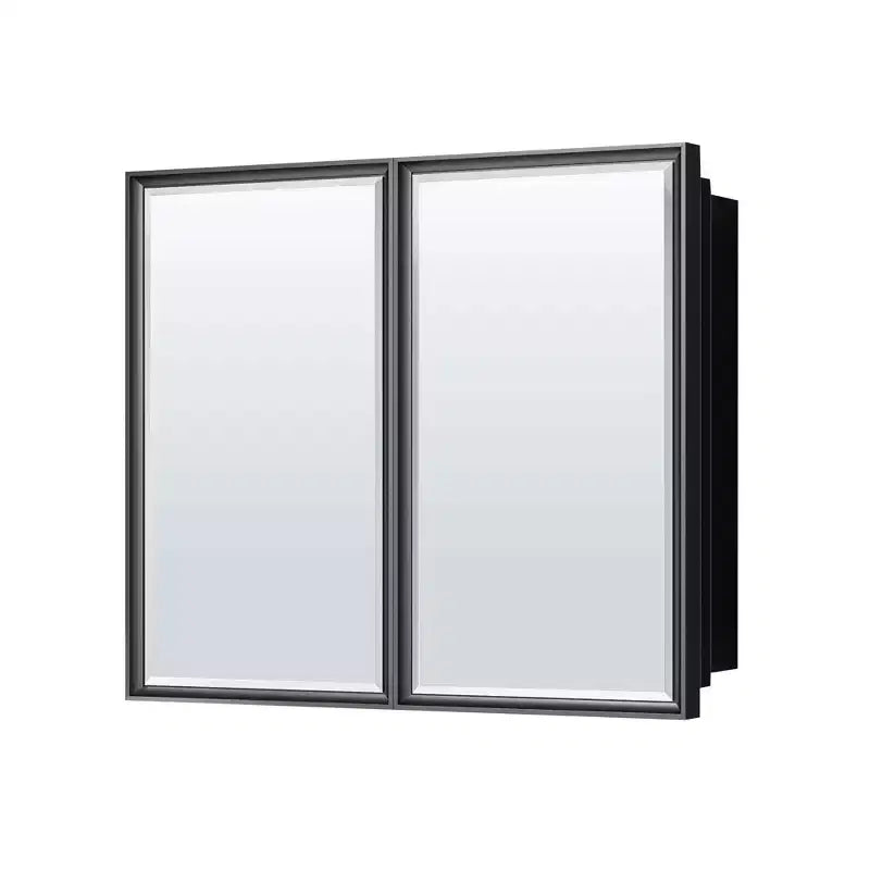 Keonjinn Armoire à pharmacie noire rectangulaire de 36 po L x 32 po H, encastrée/montée en surface, avec miroir, cadre en métal, noire