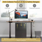 Costway Bureau Debout Électrique 122 x 61 cm, Réglable en Hauteur avec 3 Niveaux de Mémoire et 2 Trous de Gestion de Câbles Blanc Naturel/Brun Rustique/Naturel