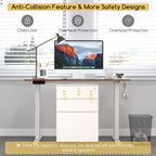 Costway Bureau Debout Électrique 122 x 61 cm, Réglable en Hauteur avec 3 Niveaux de Mémoire et 2 Trous de Gestion de Câbles Blanc Naturel/Brun Rustique/Naturel