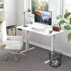Costway Bureau Debout Électrique 122 x 61 cm, Réglable en Hauteur avec 3 Niveaux de Mémoire et 2 Trous de Gestion de Câbles Blanc Naturel/Brun Rustique/Naturel