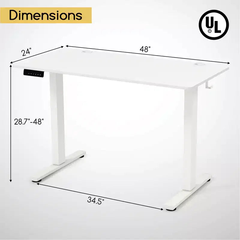 Costway Bureau Debout Électrique 122 x 61 cm, Réglable en Hauteur avec 3 Niveaux de Mémoire et 2 Trous de Gestion de Câbles Blanc Naturel/Brun Rustique/Naturel