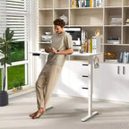 Costway Bureau Debout Électrique 122 x 61 cm, Réglable en Hauteur avec 3 Niveaux de Mémoire et 2 Trous de Gestion de Câbles Blanc Naturel/Brun Rustique/Naturel