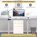 Costway Bureau Debout Électrique 122 x 61 cm, Réglable en Hauteur avec 3 Niveaux de Mémoire et 2 Trous de Gestion de Câbles Blanc Naturel/Brun Rustique/Naturel