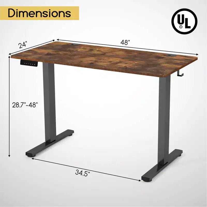 Costway Bureau Debout Électrique 122 x 61 cm, Réglable en Hauteur avec 3 Niveaux de Mémoire et 2 Trous de Gestion de Câbles Blanc Naturel/Brun Rustique/Naturel