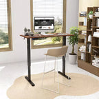 Costway Bureau Debout Électrique 122 x 61 cm, Réglable en Hauteur avec 3 Niveaux de Mémoire et 2 Trous de Gestion de Câbles Blanc Naturel/Brun Rustique/Naturel