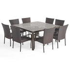 Ensemble de salle à manger d'extérieur 9 pièces Bullpond en aluminium/osier marron par Christopher Knight Home