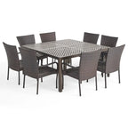 Ensemble de salle à manger d'extérieur 9 pièces Bullpond en aluminium/osier marron par Christopher Knight Home