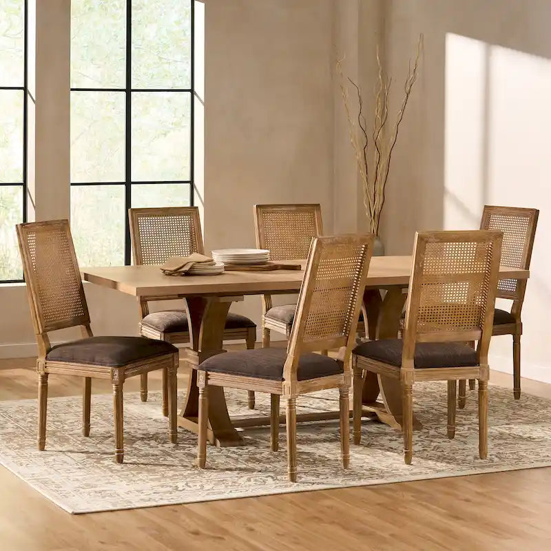 Ensemble de salle à manger Pampas en bois et rotin par Christopher Knight Home