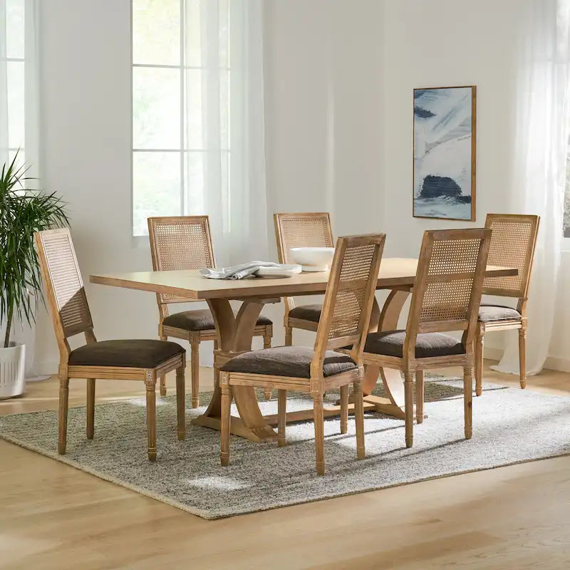 Ensemble de salle à manger Pampas en bois et rotin par Christopher Knight Home