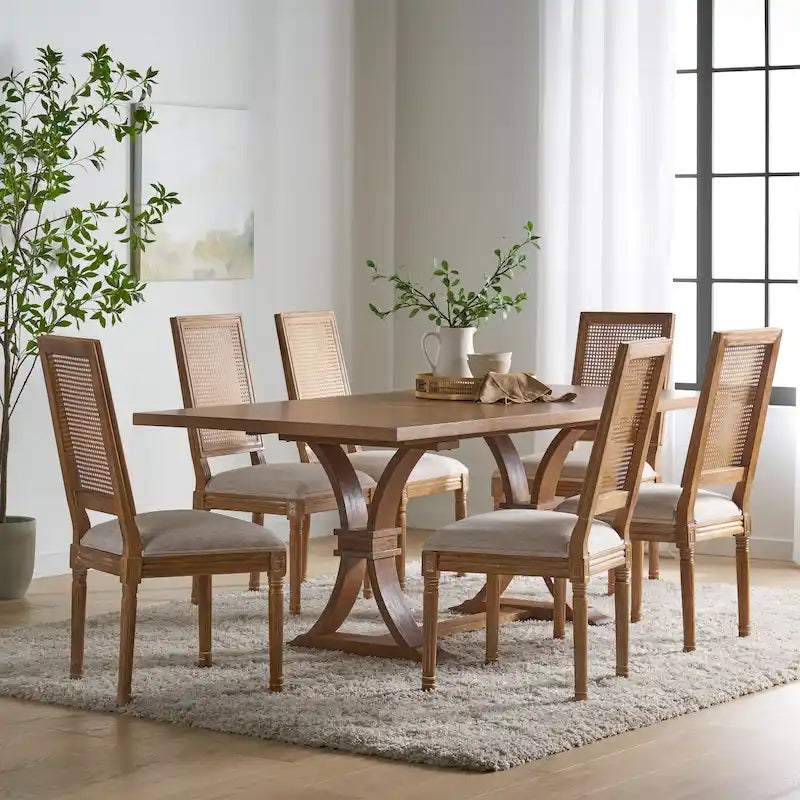 Ensemble de salle à manger Pampas en bois et rotin par Christopher Knight Home