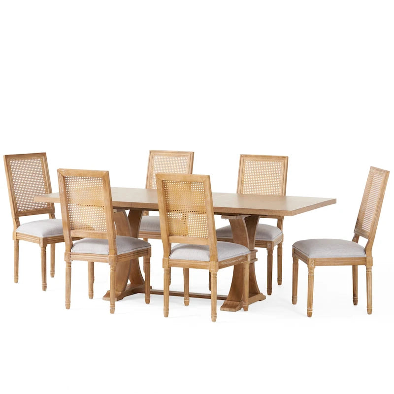 Ensemble de salle à manger Pampas en bois et rotin par Christopher Knight Home
