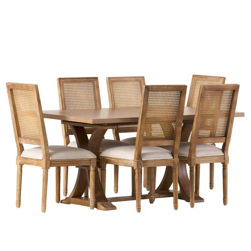 Ensemble de salle à manger Pampas en bois et rotin par Christopher Knight Home