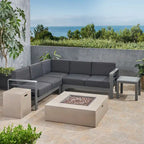Ensemble de conversation d'extérieur en aluminium Cape Coral avec foyer par Christopher Knight Home