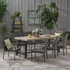 Jefferson Outdoor 8 Seater Wood and Wicker Dining Set by Christopher Knight Home