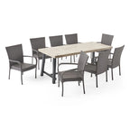Ensemble de salle à manger en bois et osier Jefferson 8 places par Christopher Knight Home