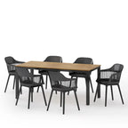 Ensemble de salle à manger d'extérieur 7 pièces en bois et résine Lorena par Christopher Knight Home