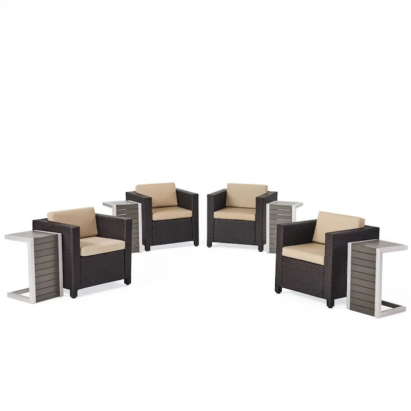 Ensemble de mobilier d'extérieur 8 pièces Puerta avec coussins par Christopher Knight Home
