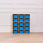 Meuble de rangement ECR4Kids Streamline à 15 casiers avec 15 bacs à façade incurvée, 5x3, mobilier pour enfants