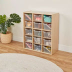 Meuble de rangement ECR4Kids Streamline à 15 casiers avec 15 bacs à façade incurvée, 5x3, mobilier pour enfants