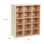 Meuble de rangement ECR4Kids Streamline à 15 casiers avec 15 bacs à façade incurvée, 5x3, mobilier pour enfants