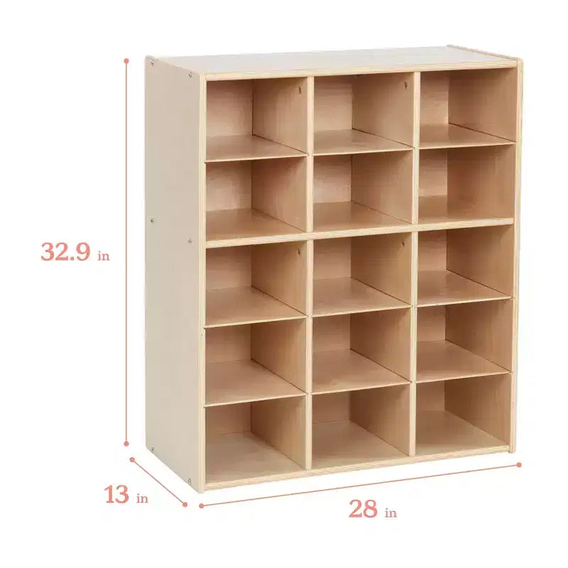 Meuble de rangement ECR4Kids Streamline à 15 casiers avec 15 bacs à façade incurvée, 5x3, mobilier pour enfants