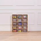 Meuble de rangement ECR4Kids Streamline à 15 casiers avec 15 bacs à façade incurvée, 5x3, mobilier pour enfants