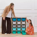 Meuble de rangement ECR4Kids Streamline à 15 casiers avec 15 bacs à façade incurvée, 5x3, mobilier pour enfants