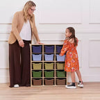Meuble de rangement ECR4Kids Streamline à 15 casiers avec 15 bacs à façade incurvée, 5x3, mobilier pour enfants