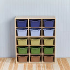 Meuble de rangement ECR4Kids Streamline à 15 casiers avec 15 bacs à façade incurvée, 5x3, mobilier pour enfants