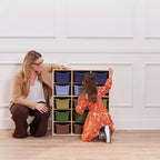 Meuble de rangement ECR4Kids Streamline à 15 casiers avec 15 bacs à façade incurvée, 5x3, mobilier pour enfants
