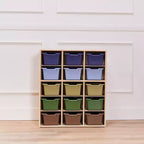 Meuble de rangement ECR4Kids Streamline à 15 casiers avec 15 bacs à façade incurvée, 5x3, mobilier pour enfants