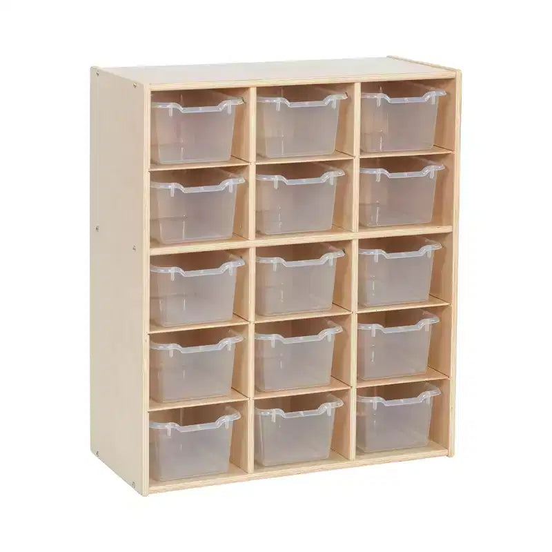 Meuble de rangement ECR4Kids Streamline à 15 casiers avec 15 bacs à façade incurvée, 5x3, mobilier pour enfants